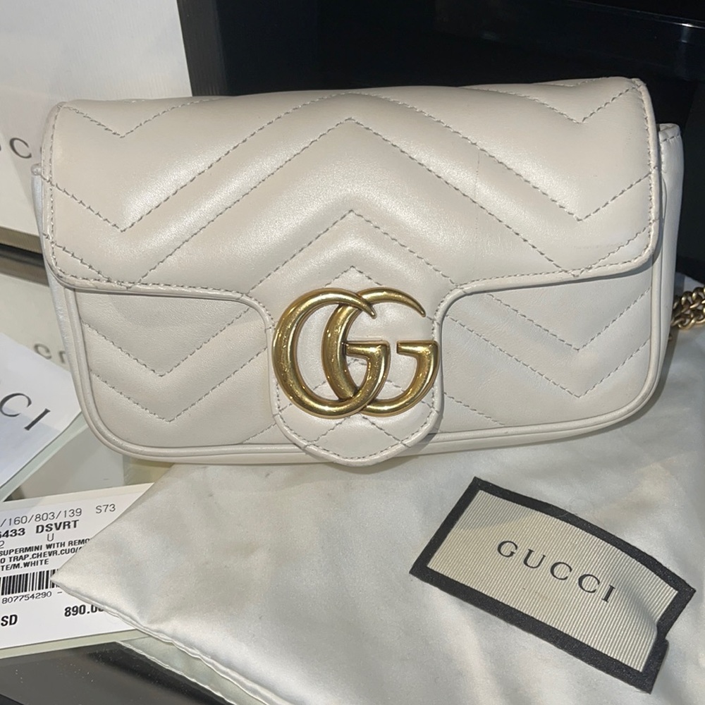 Gucci super mini marmont White bag